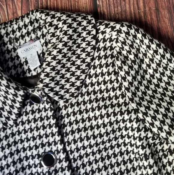 Carmen Marc Valvo Houndstooth Coat - Picture 7 of 16